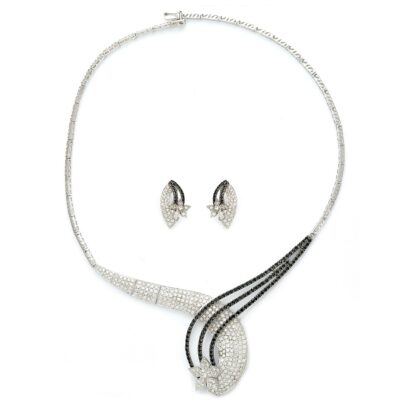 Designer diamond set with tint of black diamonds