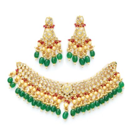 Emerald kundan gold set