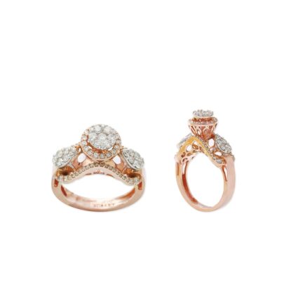 pressure setting rose gold diamond ring